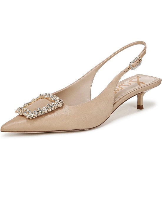 Sam Edelman Shoes - Sam Edelman Nude Bejeweled Slingback Kitten Heel